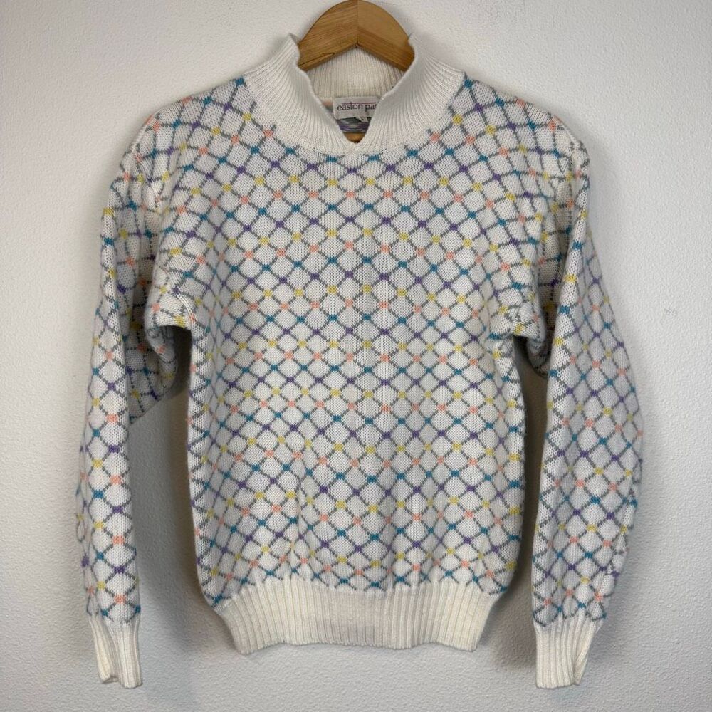 Vintage Easton Park Pastel Argyle Sweater Size Small‎